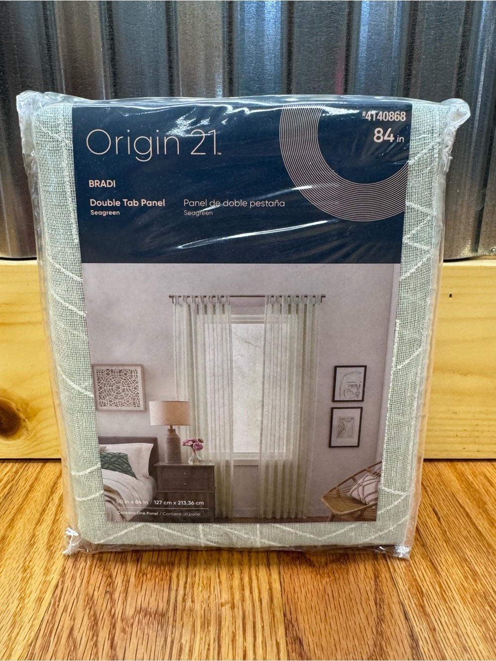 Origin 21 Bradi 50”x84” Double Tab Panel Curtain Seagreen Abstract